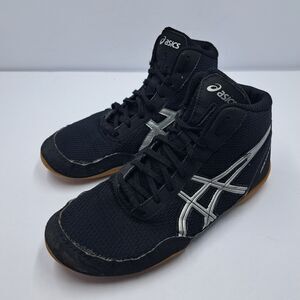 ASICS Matflex 5 GS Youth Wrestling Shoes C545N Black Silver Size 4